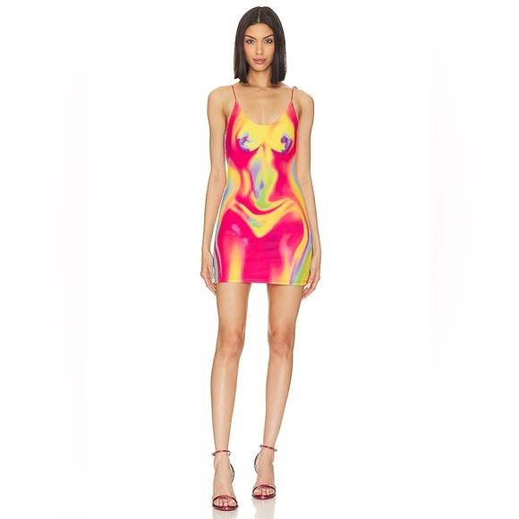 H:ours Pola Mini Dress in Multi Thermal Dye Sexy Body - Picture 3 of 12